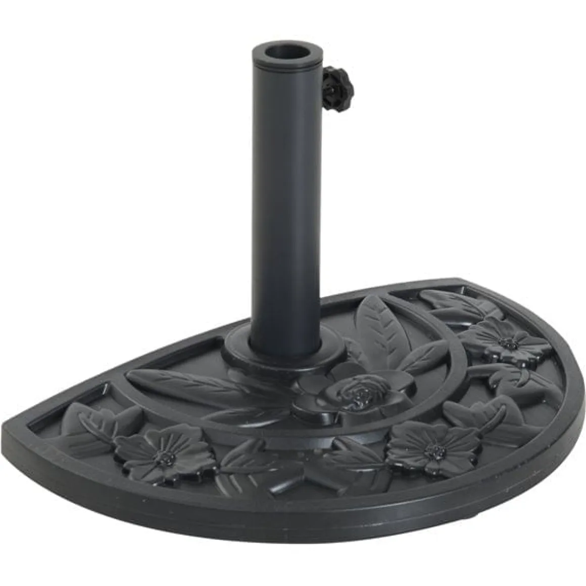 Soporte de sombrilla semicircular Outsunny ajuste universal negro 32x50x32 cm