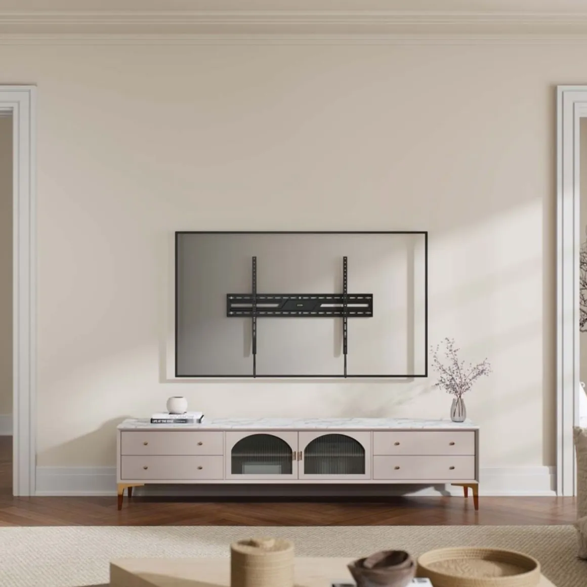 Soporte de TV Aisens WT100F-317 43"-100" ultradelgado + nivel de burbuja para pared negro