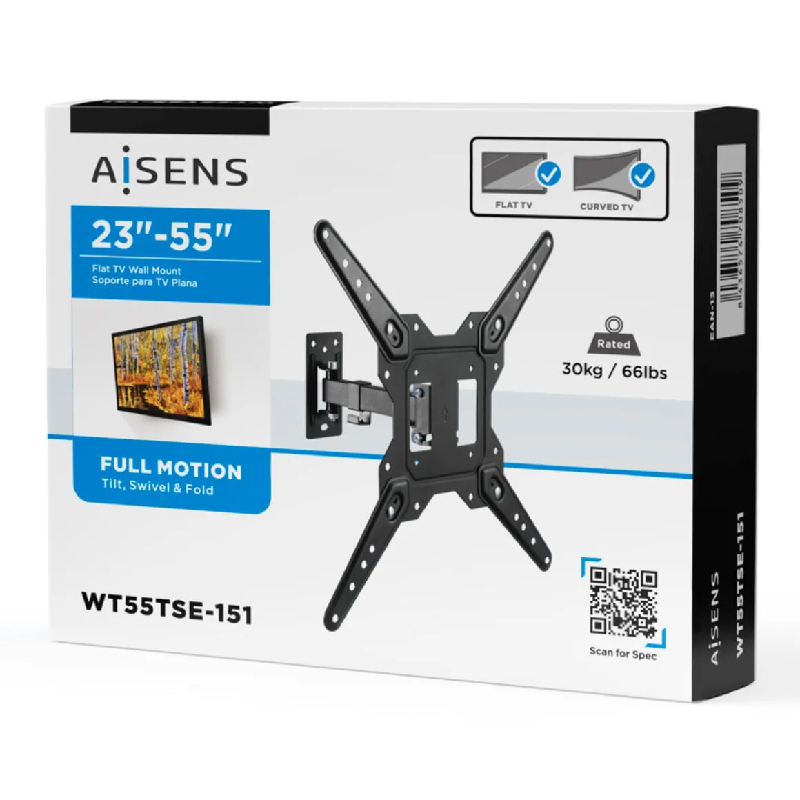 Soporte de TV Aisens WT55TSE-151 23''-55'' inclinable y pivotable negro