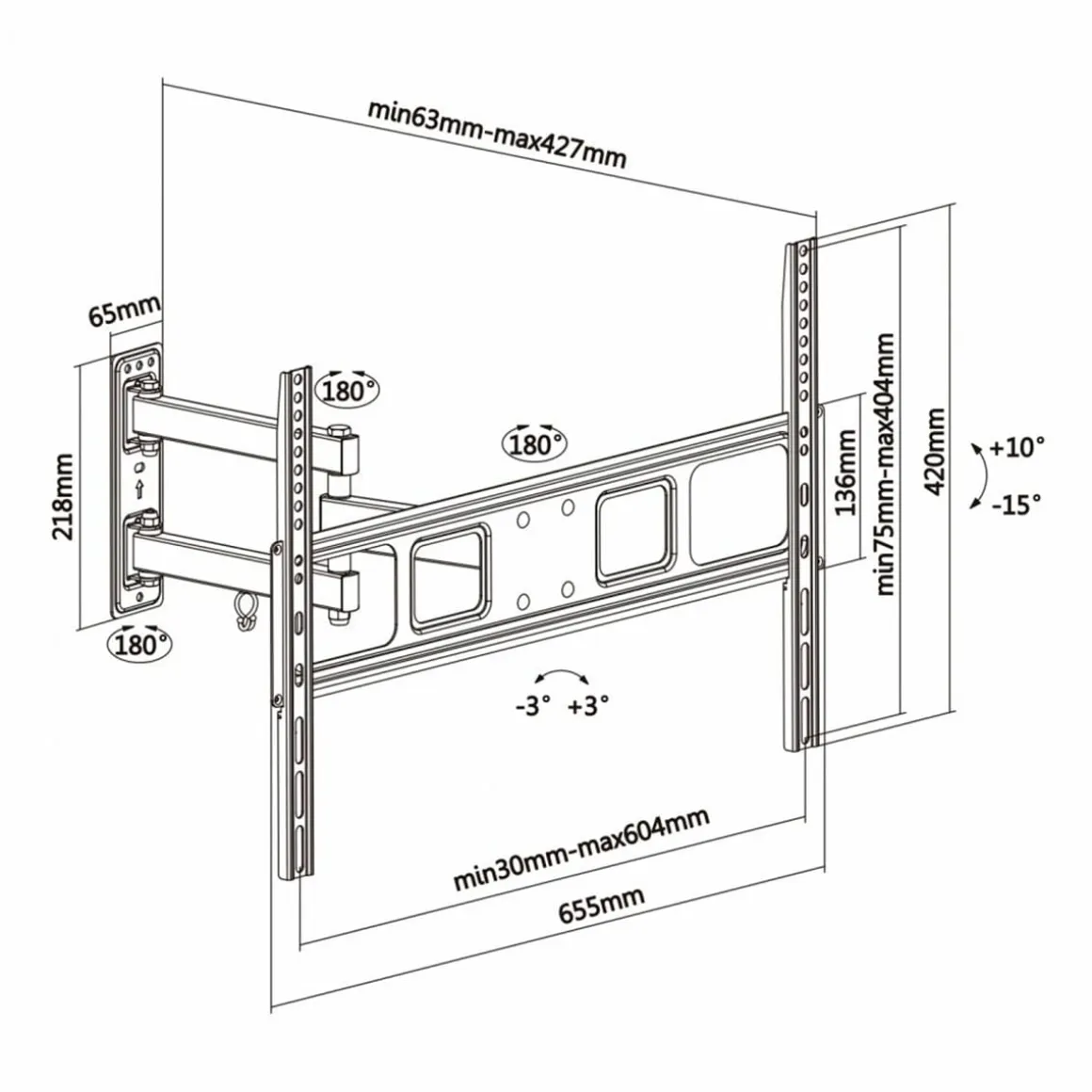 Soporte de TV Aisens WT70TSLE-021 37''-70'' inclinable y giratorio negro