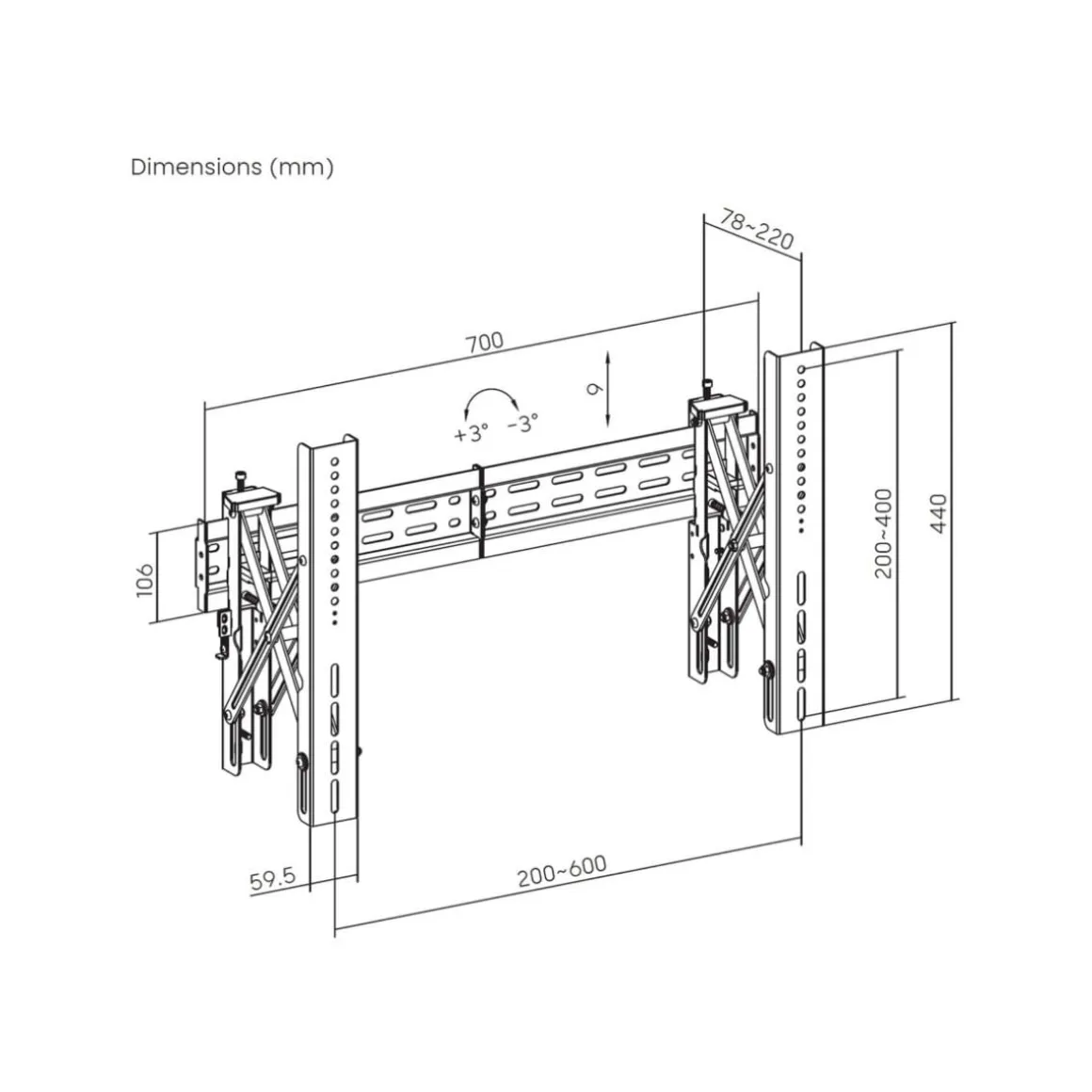 Soporte de TV fijo Aisens VW70LPO-255 extensible 37’’-70’’ negro 600x400 mm