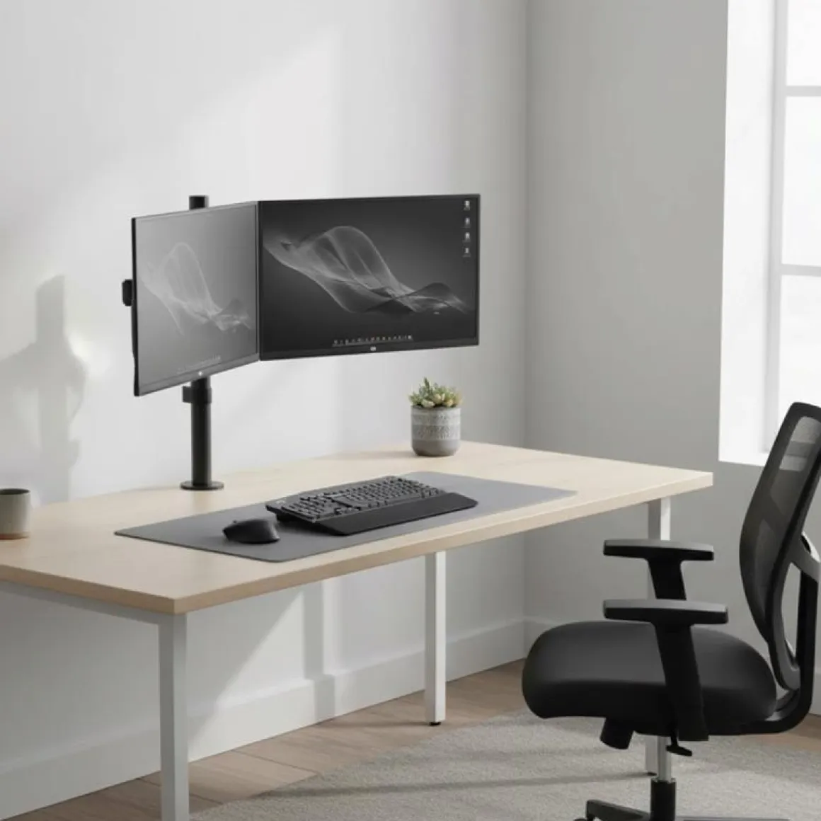 Soporte doble para monitor 14-32’’ rotación + inclinación negro