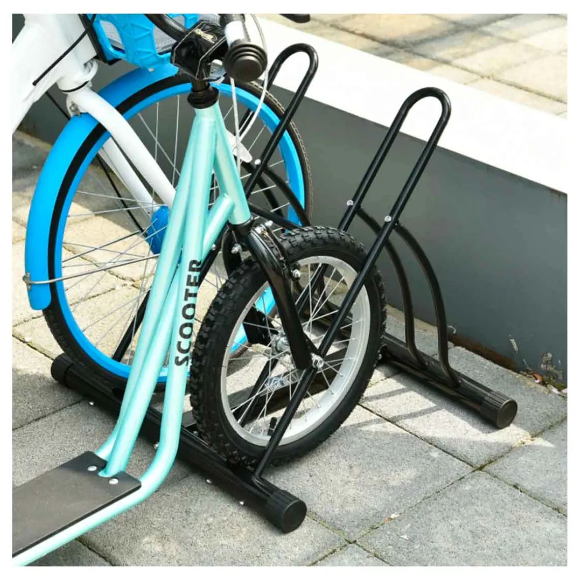 Soporte Homcom de estacionamiento para 2 bicicletas negro 57x60x54 cm