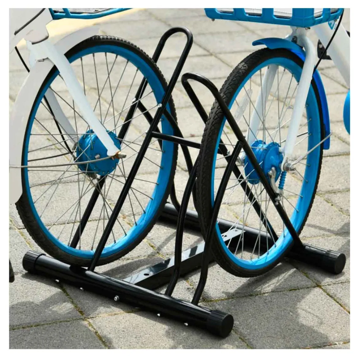 Soporte Homcom de estacionamiento para 2 bicicletas negro 57x60x54 cm
