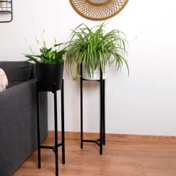 Soporte macetero MOA Vinthera diseño vertical negro 85x23x23 cm