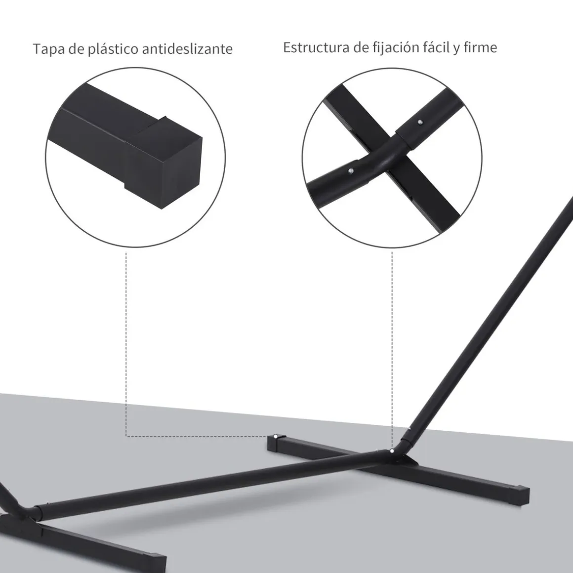 Soporte para hamaca Ghio Outsunny 120kg negro 112x360x92 cm