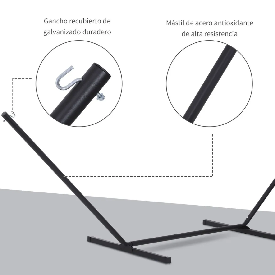 Soporte para hamaca Ghio Outsunny 120kg negro 112x360x92 cm