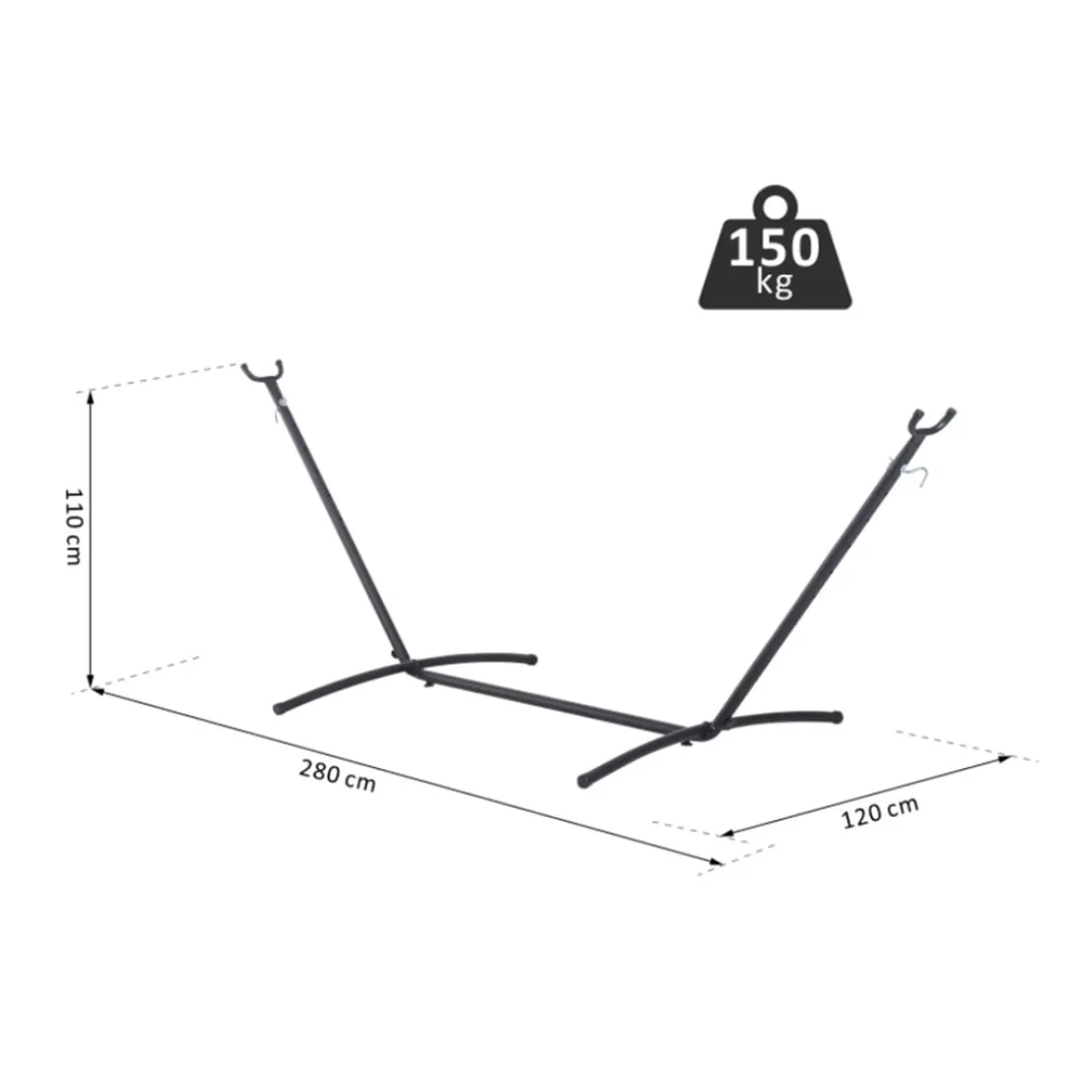 Soporte para hamaca Outsunny universal negro 110x280x120 cm