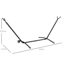 Soporte para hamacas Kea Outsunny 6 niveles de ajuste negro 115x290x120 cm