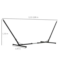 Soporte para hamacas Lux Outsunny ajustable negro 116x313-388x109 cm