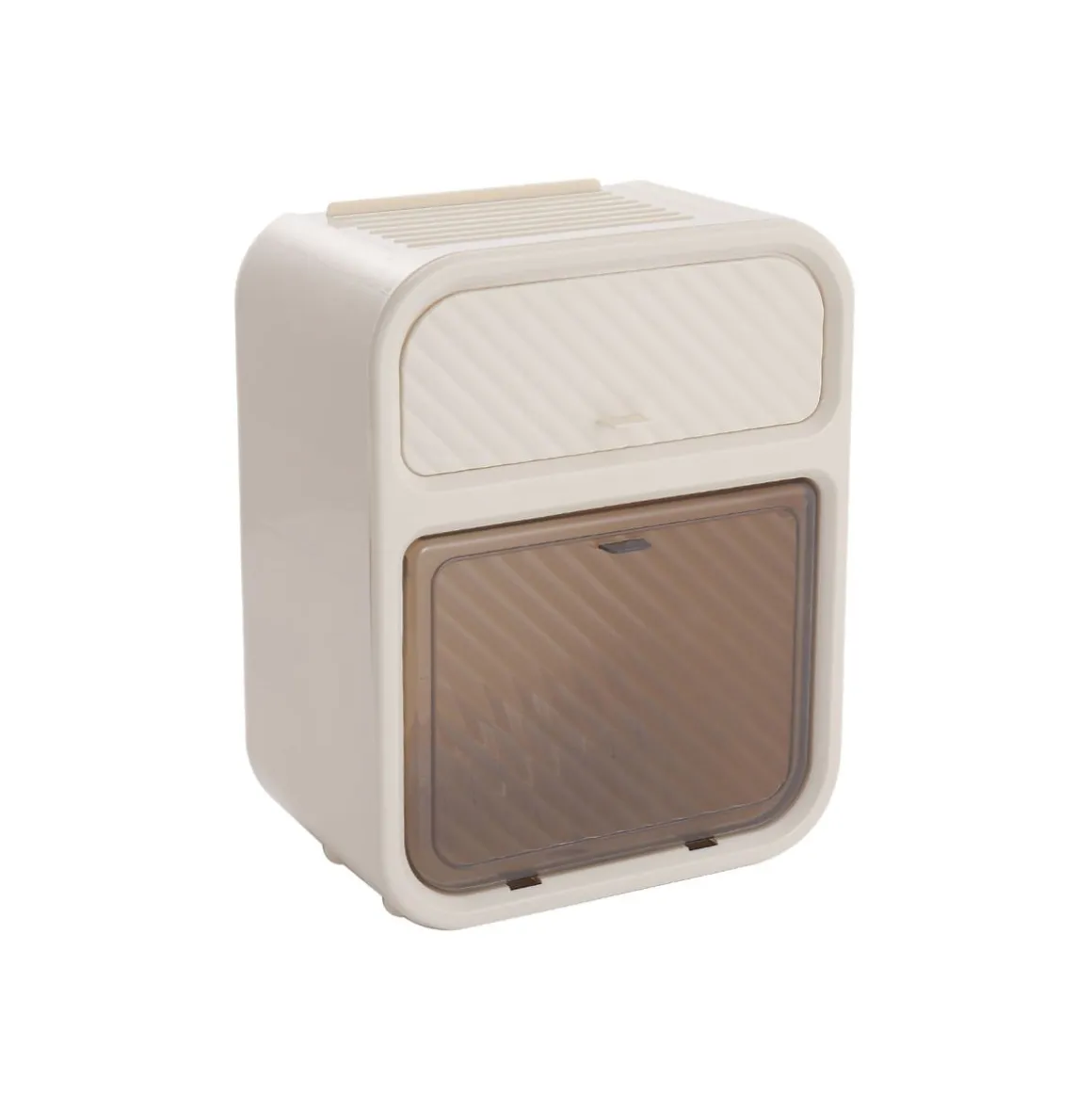 Soporte para papel higiénico con cajón beige 22x17,5x12 cm