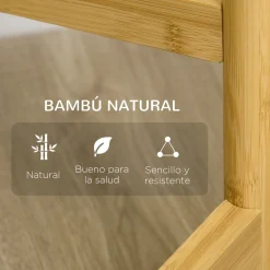 Soporte para plantas Outsunny 4 estantes bambú natural/blanco Ø28x80 cm