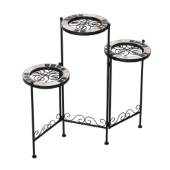 Soporte para plantas Outsunny 3 estantes negro 65x60x22 cm