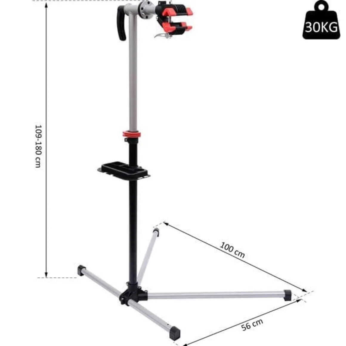 Soporte para reparación de bicicletas Homcom acero negro/plata 109-180x100x56 cm