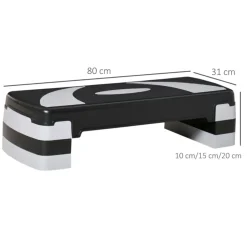 Step de aerobic Homcom para fitness con altura regulable 3 niveles negro 20x80x31 cm