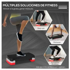 Step para fitness Homcom altura regulable 2 niveles 120kg negro/rojo