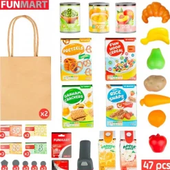 Supermercado de juguete Funmart 47 accesorios +3A blanco/rojo 75x55,5x29 cm
