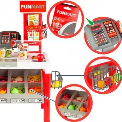 Supermercado de juguete Funmart 47 accesorios +3A blanco/rojo 75x55,5x29 cm