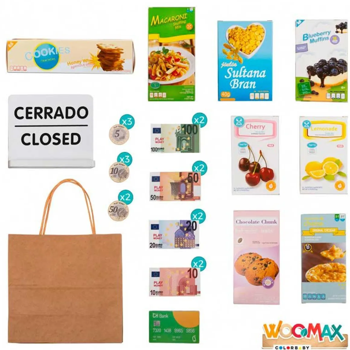 Supermercado de juguete Woomax 27 accesorios +3A azul/blanco 70x48x30 cm