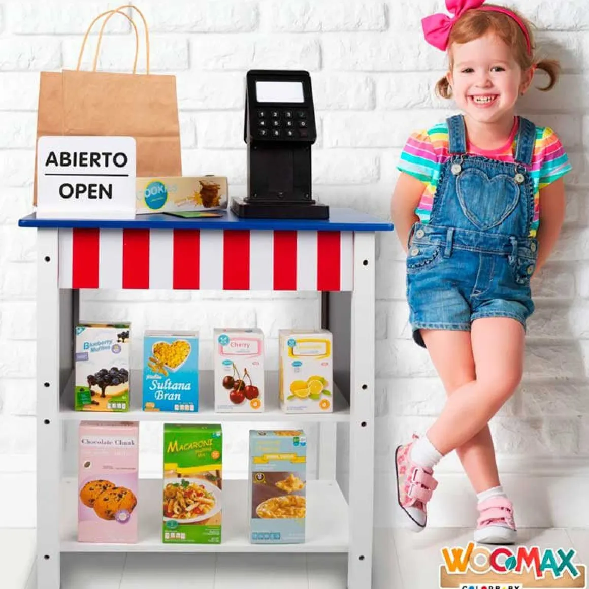 Supermercado de juguete Woomax 27 accesorios +3A azul/blanco 70x48x30 cm