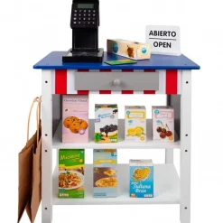 Supermercado de juguete Woomax 27 accesorios +3A azul/blanco 70x48x30 cm