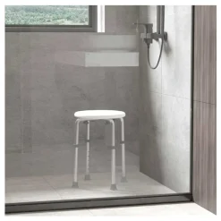 Taburete de baño Homcom altura regulable blanco 35,5-54x41x32,2 cm