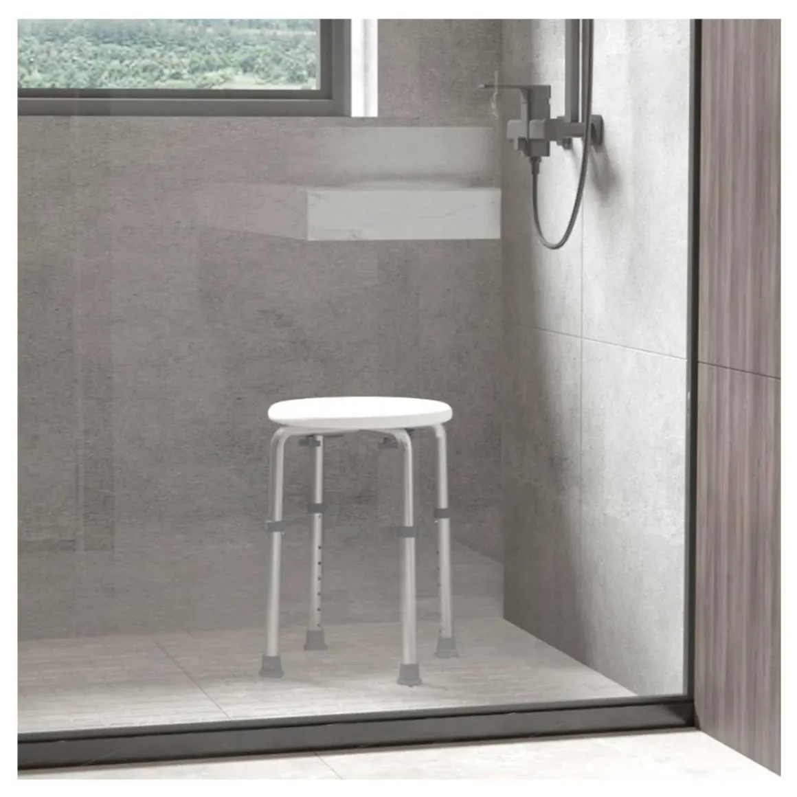 Taburete de baño Homcom altura regulable blanco 35,5-54x41x32,2 cm