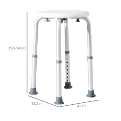 Taburete de baño Homcom altura regulable blanco 35,5-54x41x32,2 cm