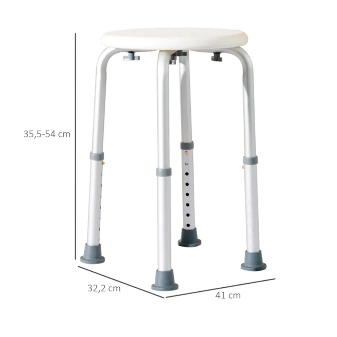 Taburete de baño Homcom altura regulable blanco 35,5-54x41x32,2 cm