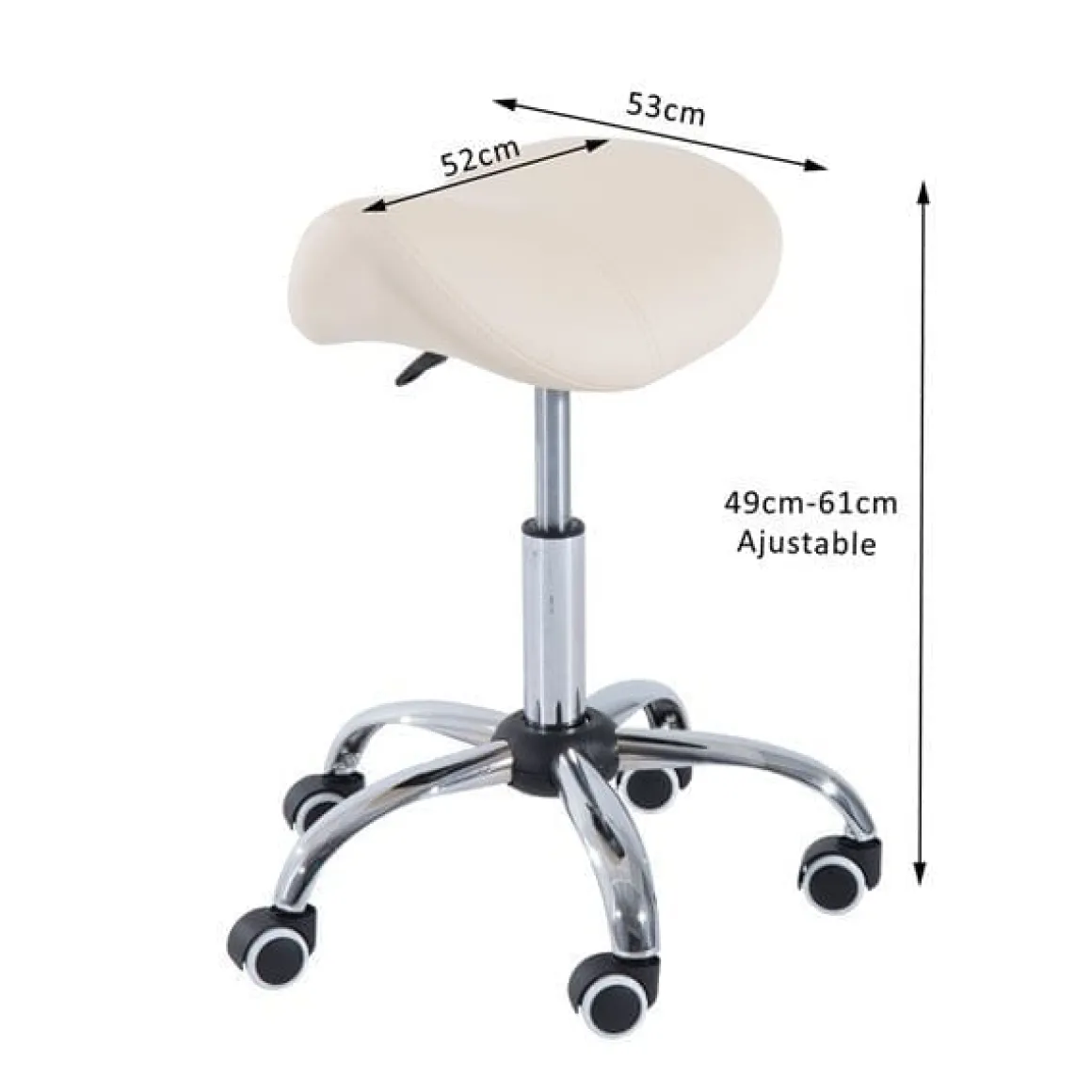 Taburete de trabajo Homcom con ruedas giratorias blanco 49-61x52x53 cm