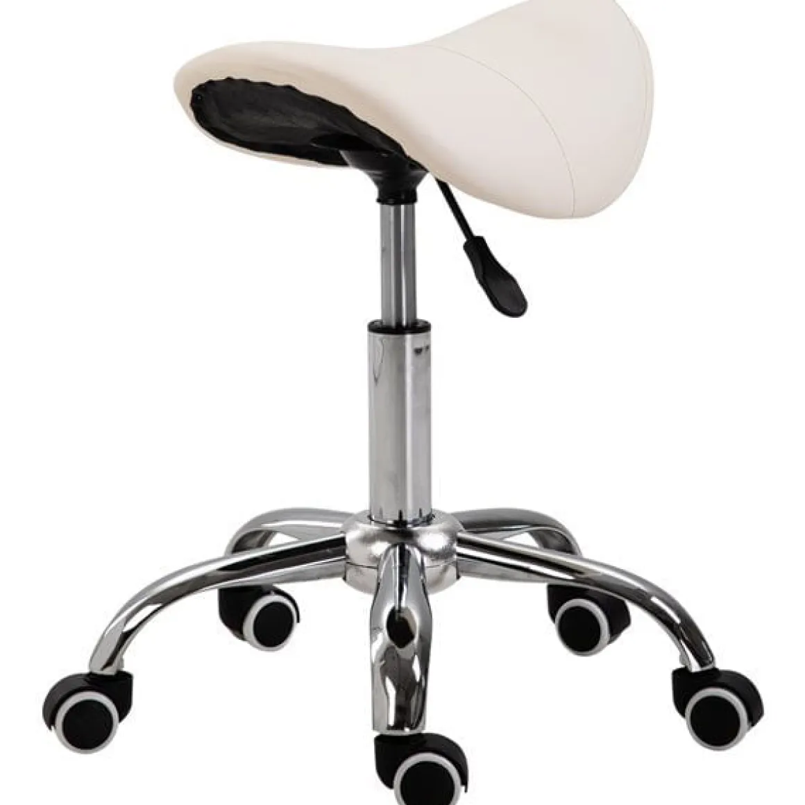 Taburete de trabajo Homcom con ruedas giratorias blanco 49-61x52x53 cm