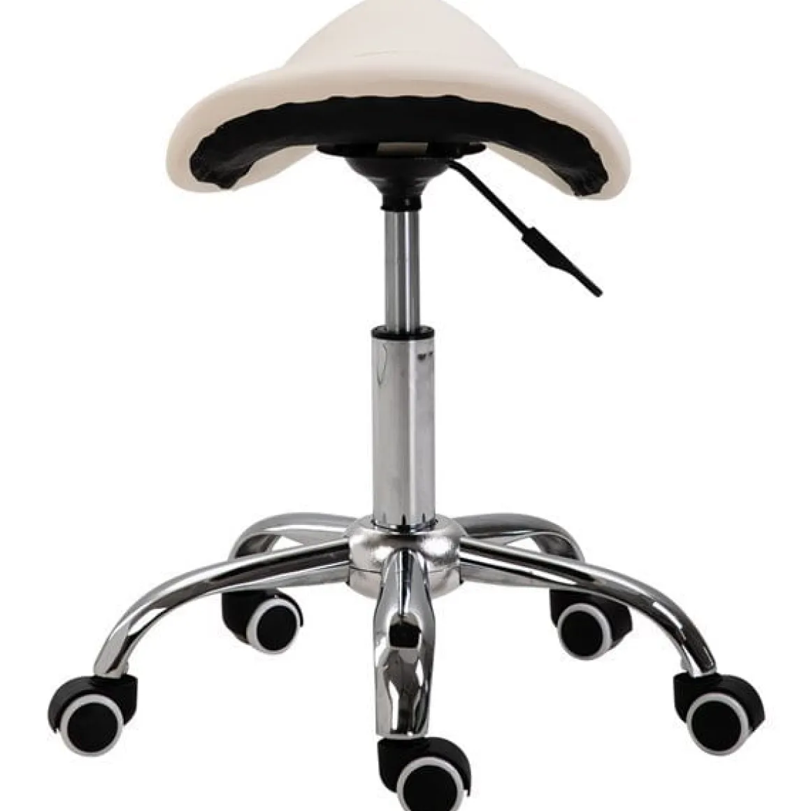 Taburete de trabajo Homcom con ruedas giratorias blanco 49-61x52x53 cm
