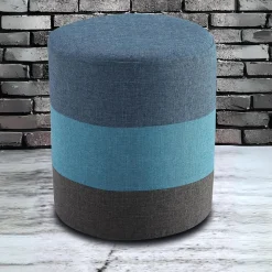 Taburete Onega tapizado tela azul/gris 35x30x30 cm