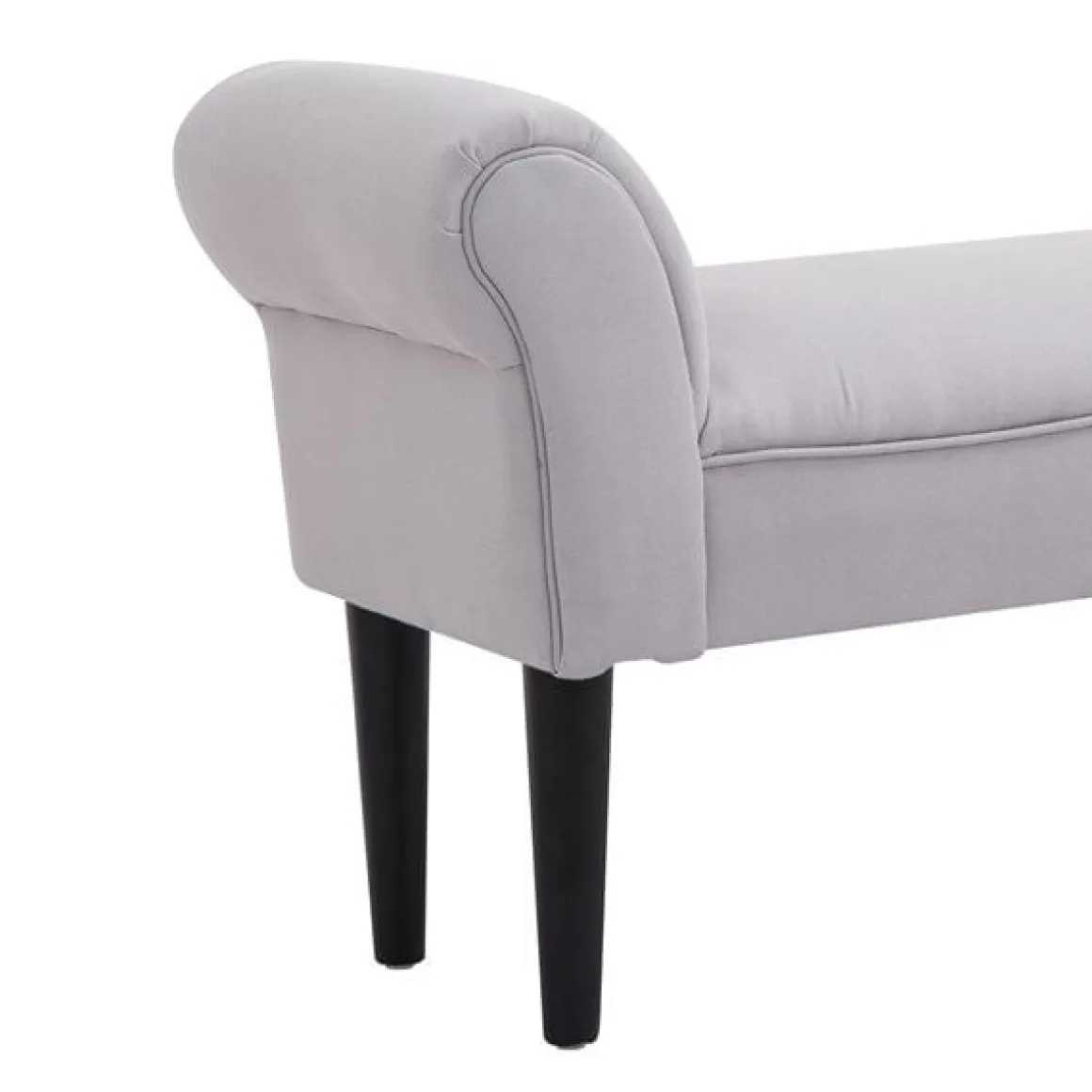Taburete pie de cama con brazos tapizados gris 130kg 102x31x51 cm