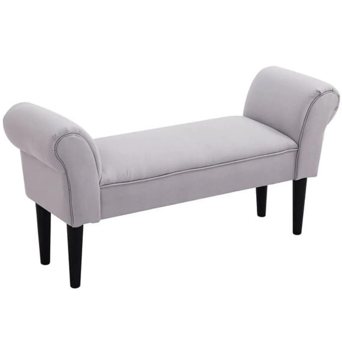 Taburete pie de cama con brazos tapizados gris 130kg 102x31x51 cm