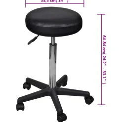 Taburete Work altura ajustable + 5 ruedas negro Ø52x64-84 cm
