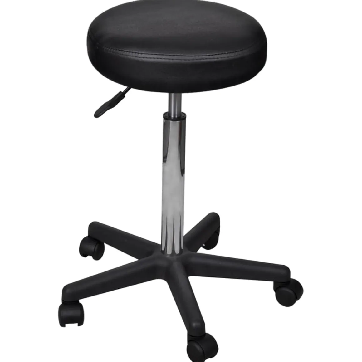 Taburete Work altura ajustable + 5 ruedas negro Ø52x64-84 cm