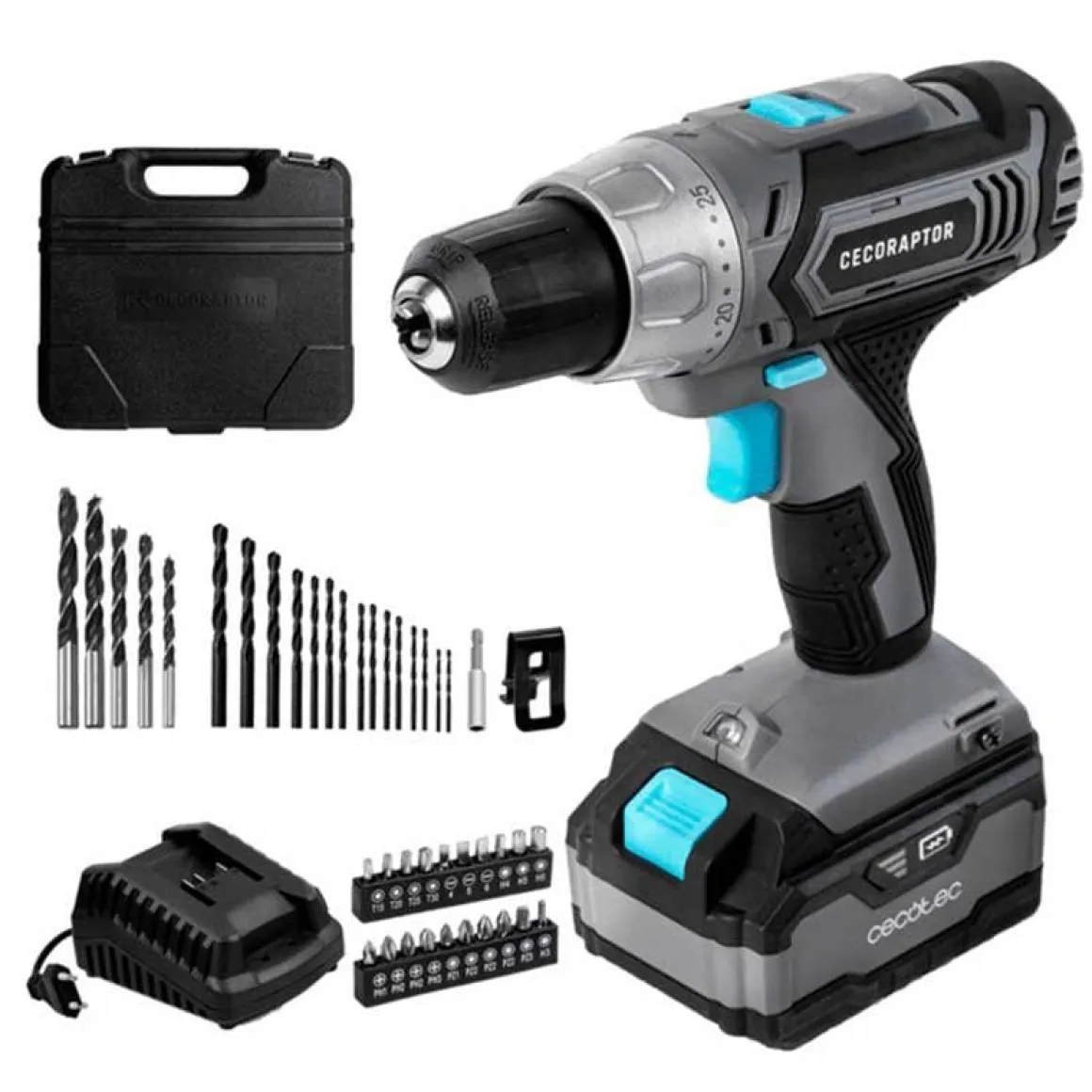Taladro Atornillador Cecotec Cecoraptor Perfect Drill 4020 Advance 20v 4000mah 1550rpm Gris