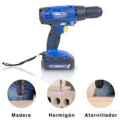 Taladro litio Goodyear GY4520LD 20V 2Ah 10500 rpm función atornillador azul/negro