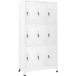 Taquilla de acero con 9 compartimentos blanco 180x90x45 cm