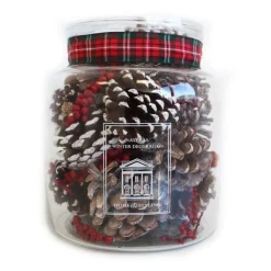 Tarro cristal piñas con lazo rojo