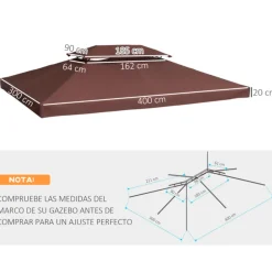 Techo de repuesto Outsunny 2 niveles marrón 400x300 cm