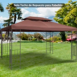 Techo de repuesto Outsunny 2 niveles marrón 400x300 cm