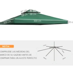 Techo de repuesto Outsunny 2 niveles 300x300 cm