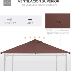 Techo de repuesto Outsunny para cenador 8 orificios de drenaje y ventilación 298x295 cm