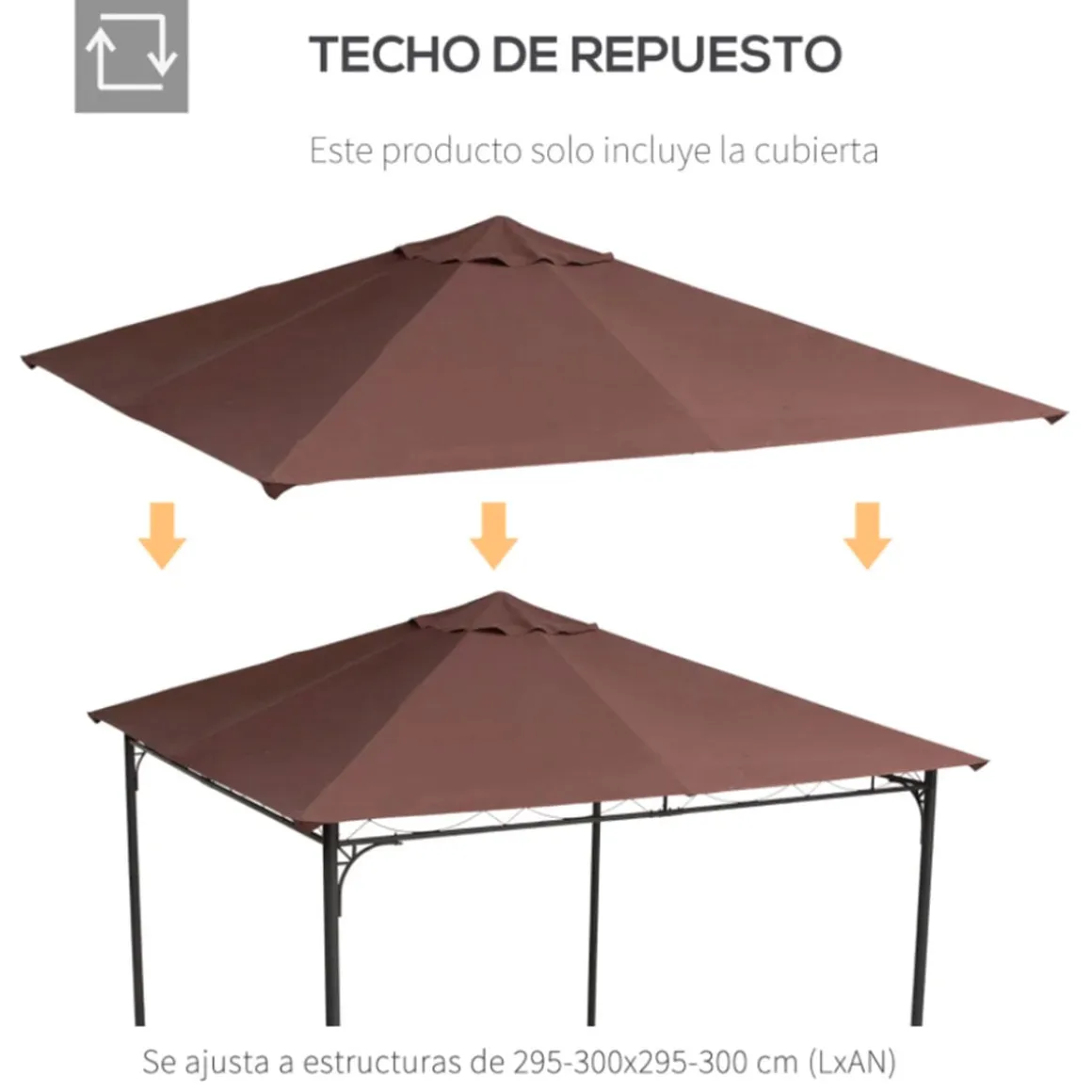 Techo de repuesto Outsunny para cenador 8 orificios de drenaje y ventilación 298x295 cm