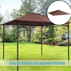 Techo de repuesto Outsunny para cenador 8 orificios de drenaje y ventilación 298x295 cm