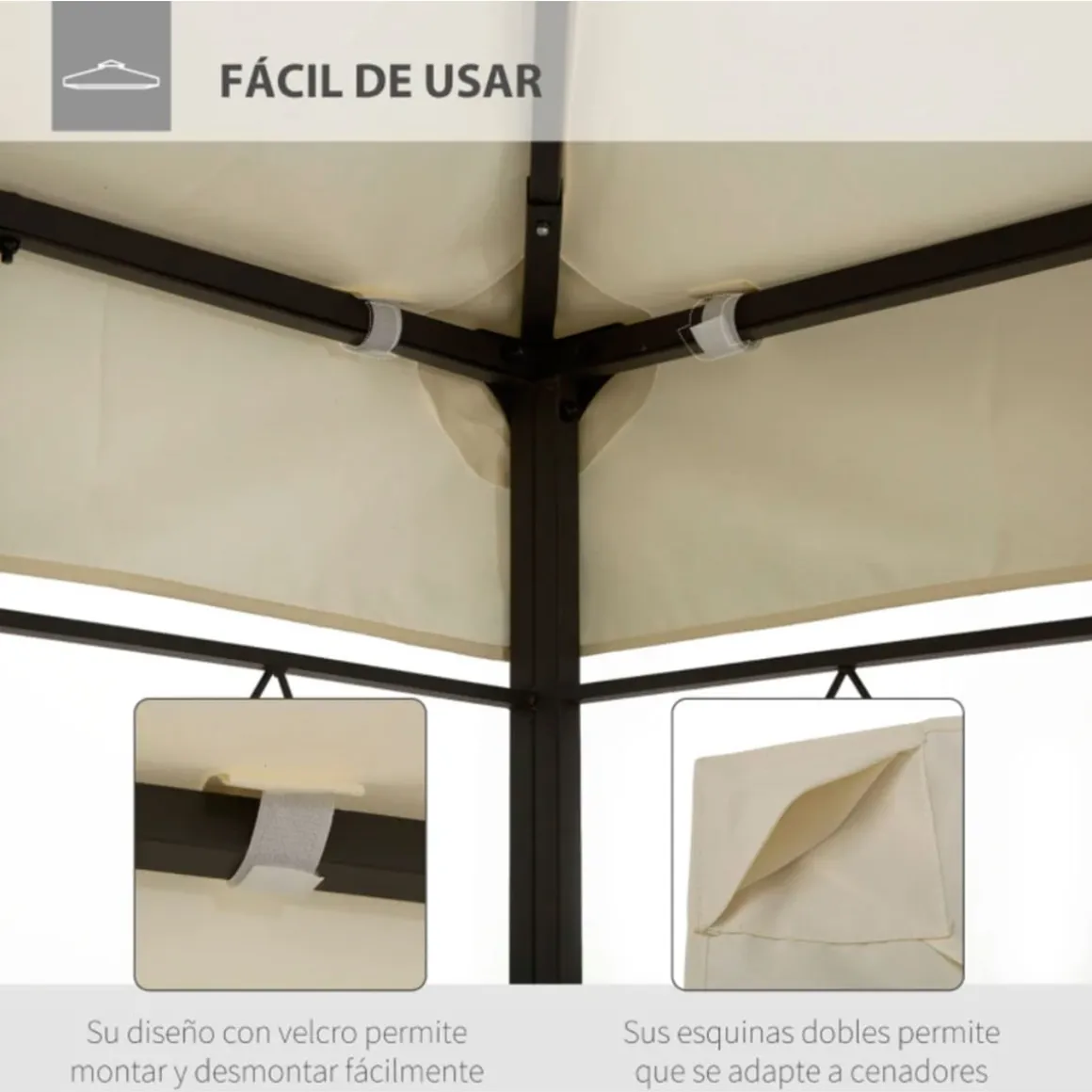 Techo de repuesto para carpa Outsunny 2 niveles crema 400x300 cm