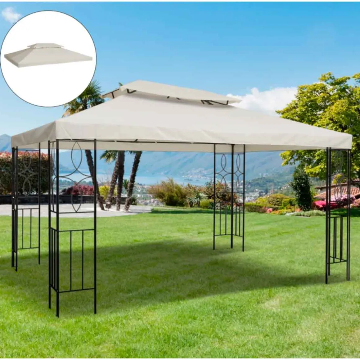 Techo de repuesto para carpa Outsunny 2 niveles crema 400x300 cm