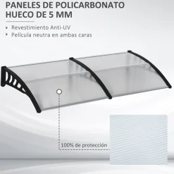 Tejadillo protecor Outsunny transparente 27x200x96 cm